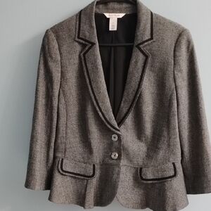 NWOT White House Black Market Gray Peplum Blazer with Black Trim Size 12 😍